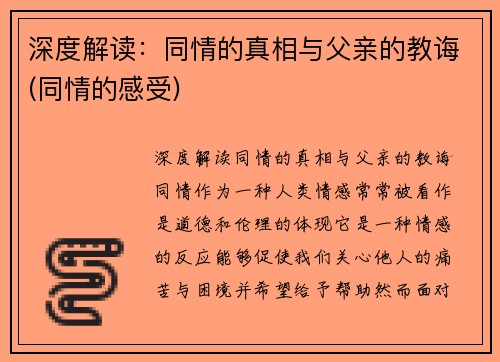 深度解读：同情的真相与父亲的教诲(同情的感受)